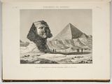 an old picture of a sphinx in front of the pyramids