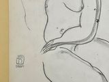 un dessin représentant une femme nue assise par terre