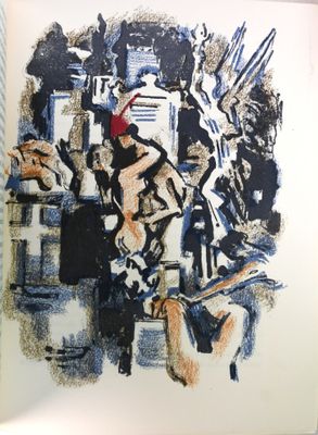 un dessin représentant un homme assis sur un banc devant une borne d'incendie