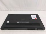 the back of a black laptop computer sitting on a white surface