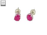 a pair of pink stone stud earrings on a white background