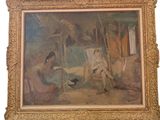 an image of a painting of a woman and a child sitting on a beach