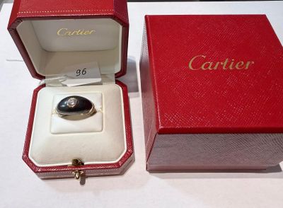 Bague Jonc en or jaune et Silverium, signée - CARTIER - Pant…