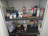 many items on the shelves in the closet