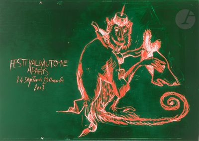 an image of a drawing of a demon on a green background