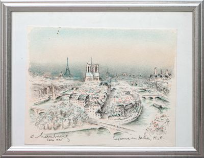 tableau représentant une vue de Paris depuis la tour Eiffel