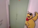 a picture of a room with a door and a painting on the wall
