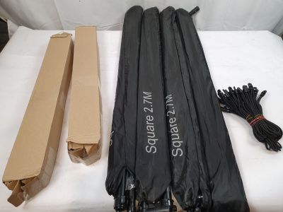 Lot de 4 - Parasol déporté carré 2.7M - Structure complète a…
