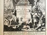un vieux livre sur la couverture duquel figure un homme à cheval, entouré d'autres personnes