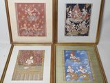 three framed paintings of hindu deities on a white background