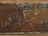 a picture of a painting on the back of a suitcase