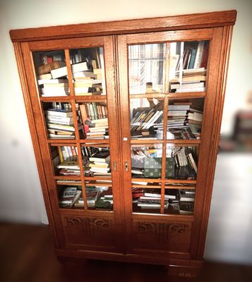 a book case with a lot of books inside of it