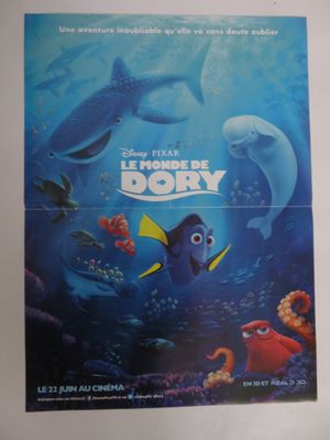 une affiche du film « Le Monde de Dory », mettant en scène les personnages de « Le Monde de Dory » et « Le Monde de Dory »
