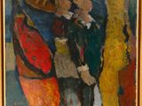 une image d'un tableau représentant un groupe de personnes dans une pièce