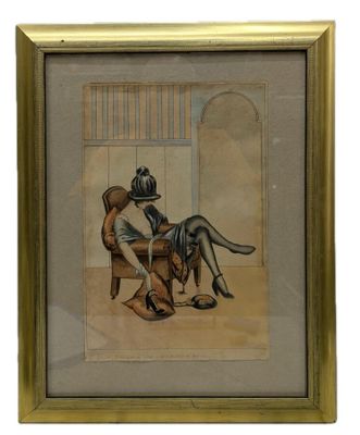 an image of a painting of a woman sitting on a chair