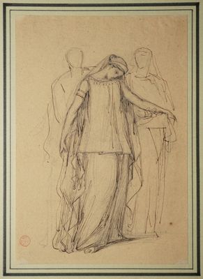 BÉNOUVILLE Léon, 1821-1859, Femme vétue à l'antique soutenue… - Photo 1