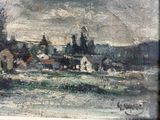 une image d'un tableau représentant un village au bord de l'eau