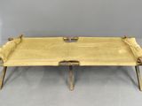 yellow canvas and brass tray with handles and handles