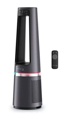 une image représentant une enceinte noire sur laquelle est posée une télécommande