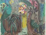 an image of a painting of a vase with a flower in it