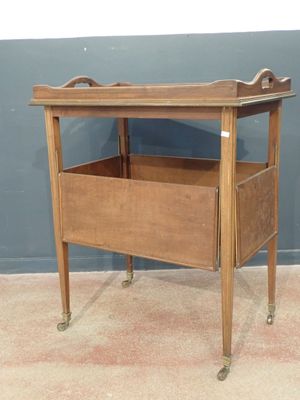 a small wooden table with a drawer underneath it