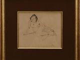 l'image d'un dessin représentant une femme assise sur une chaise