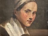 portrait d'une jeune femme coiffée d'un turban, près d'une fenêtre