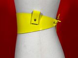 a close up of a mannequin torso with a yellow belt