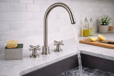 Robinet mélangeur lavabo à 3 trous, finition inox brossé, de…