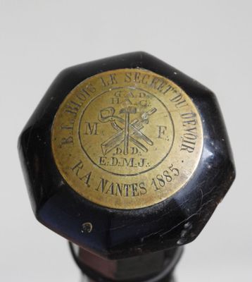 a close up of a wine bottle with a label on it