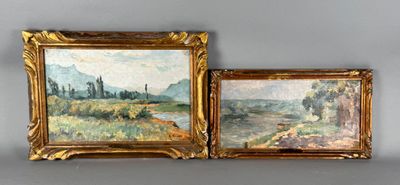 Albert MAURER (1878-1939) Deux paysages, huiles sur toiles s…