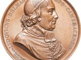 an image of a bronze medal depicting a man in a hat