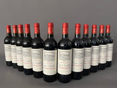 six bottles of red wine lined up in a row