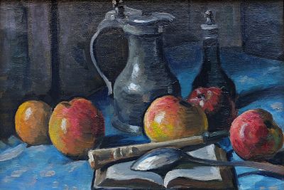 René de SAINT DELIS (1876-1958), "Composition aux pommes et …