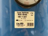 a close up of a pressure gauge on a blue tank