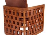 an image of a wooden chair with a cushion on top of it