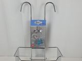 a picture of a wire basket with two hooks