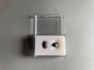 a small box with a pair of earrings inside of it