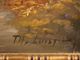 a painting of flowers in a vase on a table