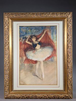 une image représentant un tableau d'une ballerine dans un cadre doré