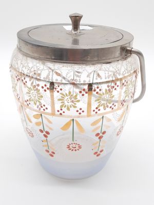 a glass jar with a lid on a white background