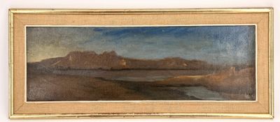 an image of a painting of a landscape with mountains in the background