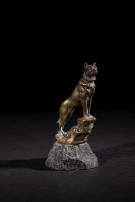 CHIEN POLICIER Signé CHARLES Mascotte automobile en bronze a…