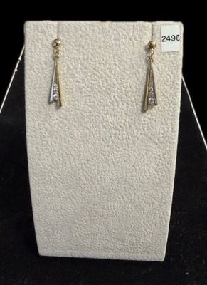 un gros plan sur une paire de boucles d'oreilles posées sur un présentoir