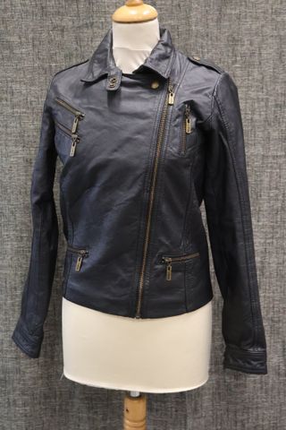 PEPE JEANS London – Blouson en cuir marron et doublure fleuri. Ta...