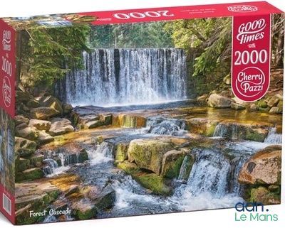 the puzzle box has a picture of a waterfall in the woods