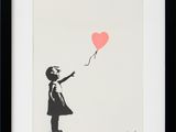 banksy girl with a heart balloon framed art print