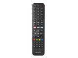 un gros plan d'une télécommande sur fond blanc