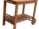 une image représentant une table en bois munie de roulettes sur fond blanc