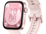 an image of a pink apple watch with a white band